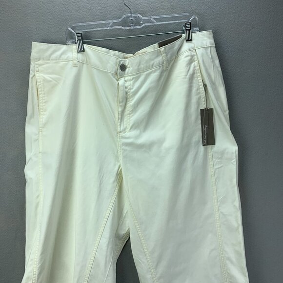 Soft Surroundings Pants Womens 20W Cream White Wide Leg‎ Full Length Hem Slits - Picture 2 of 15